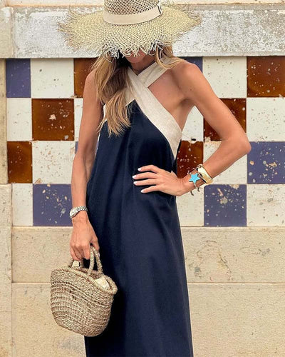 Mariel | Elegant Cross Strappy Maxi Dress