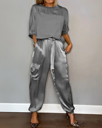 Sandra | Satin Half-Sleeve Set