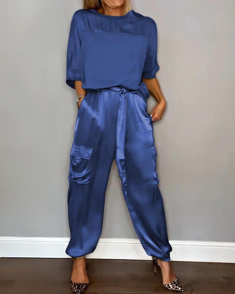 Sandra | Satin Half-Sleeve Set