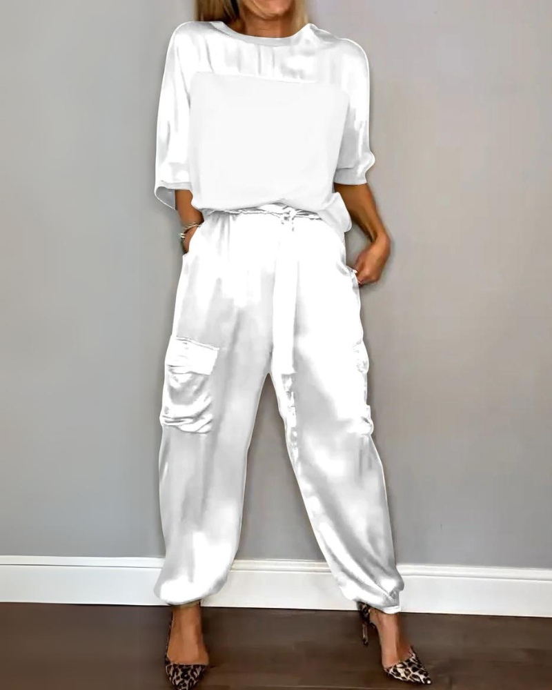 Sandra | Satin Half-Sleeve Set