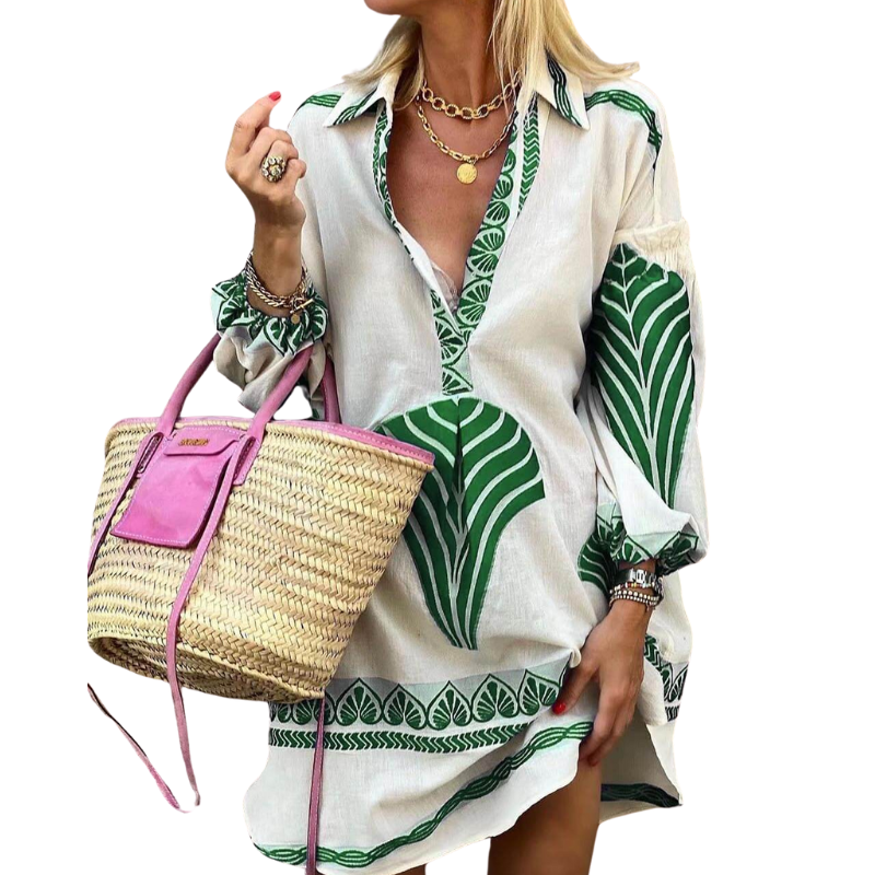 Amber | Printed Long Sleeve Mini Dress
