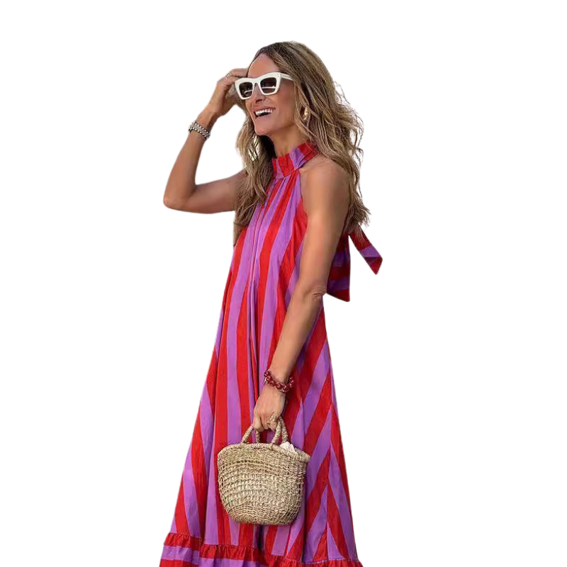 Trisha | Striped Backless Maxi Dress