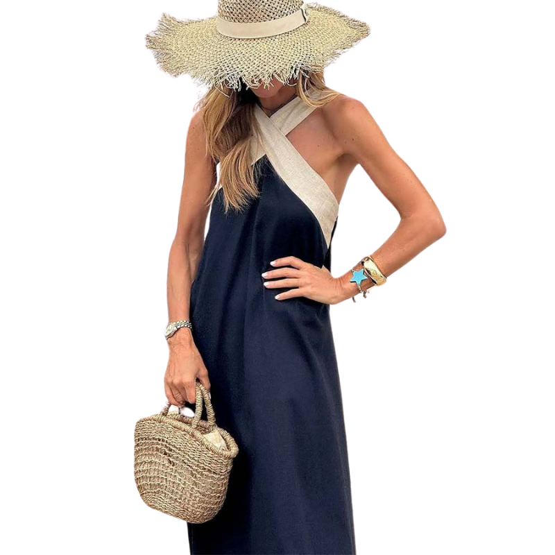 Mariel | Elegant Cross Strappy Maxi Dress