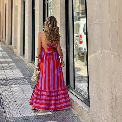 Trisha | Striped Backless Maxi Dress