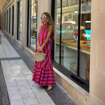 Trisha | Striped Backless Maxi Dress