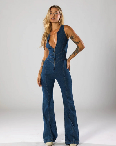 Noa | Zip-Up Denim Jumpsuit