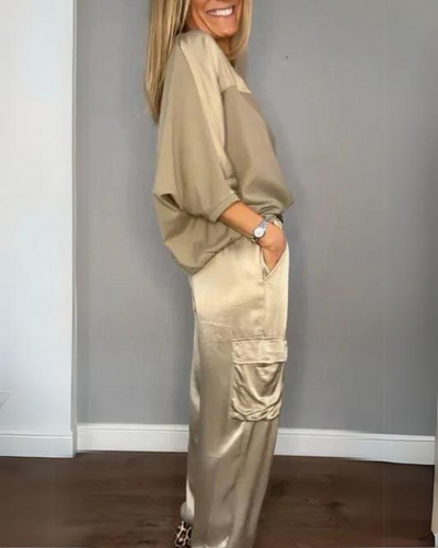 Sandra | Satin Half-Sleeve Set