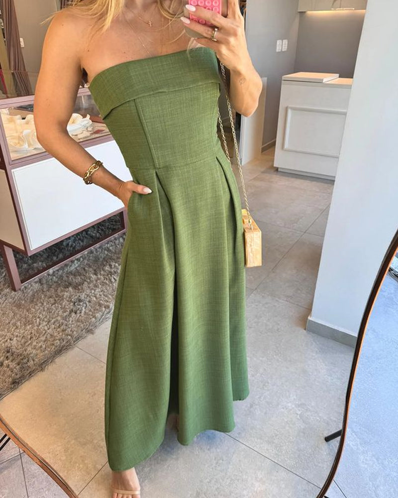 Annie | Elegant Strapless Midi Dress