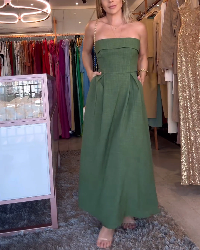 Annie | Elegant Strapless Midi Dress